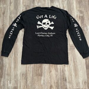 Hanes Black Skull Graphic Long Sleeve Shirt